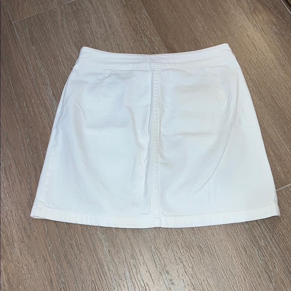 Stradivarius White Button-Down Mini denim Skirt - image 3